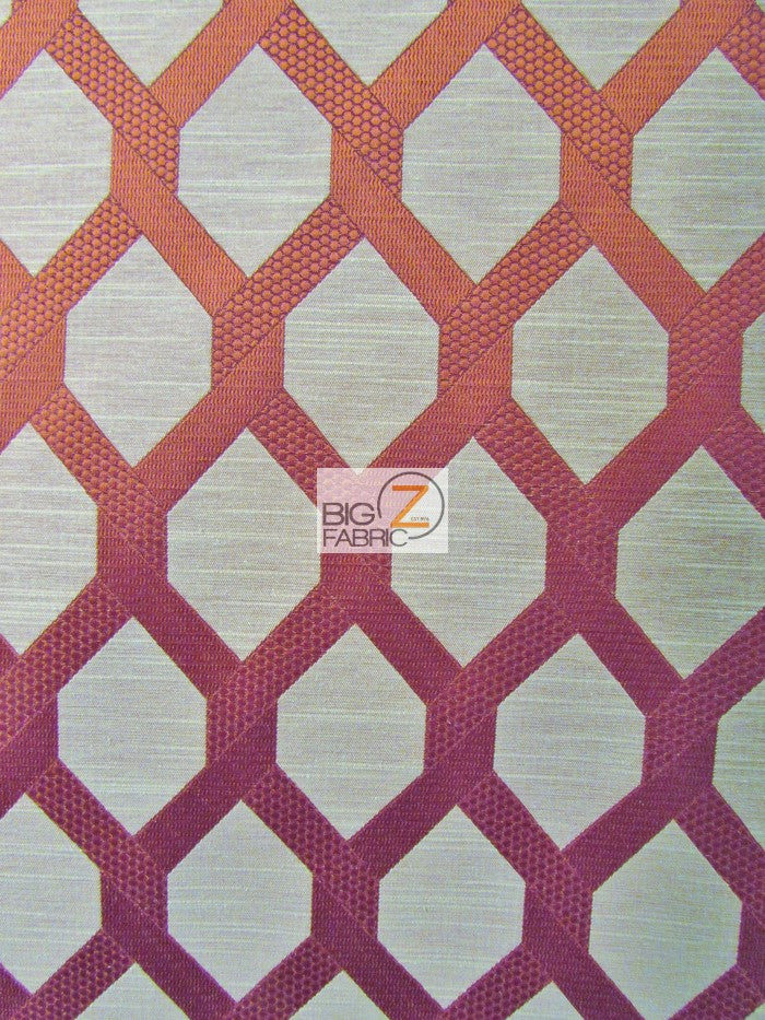 2 Tone Lattice Drapery Polyester Fabric / Ruby / Sold By The Yard