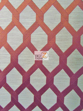 2 Tone Lattice Drapery Polyester Fabric / Ruby / Sold By The Yard
