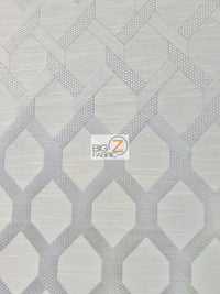 2 Tone Lattice Drapery Polyester Fabric / Silver / Sold By The Yard