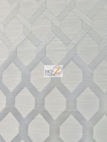 2 Tone Lattice Drapery Polyester Fabric / Silver / Sold By The Yard
