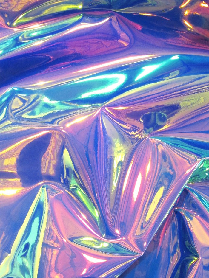 Rainbow Holographic Multi-Color Chrome Vinyl Fabric / Sold By The Yard