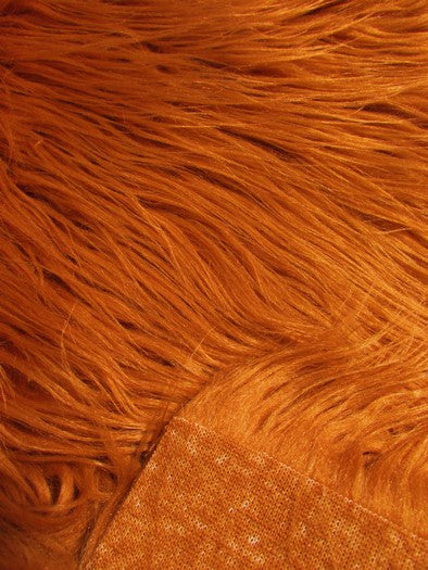 CURLY Red Solid Mongolian Long Pile Fabric / Sold By The Yard