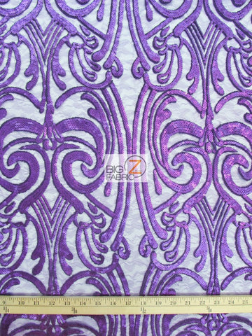 Angel Damask Sequins Sheer Lace Fabric / Royal Blue / Sold By The Yard Closeout!!! - 0