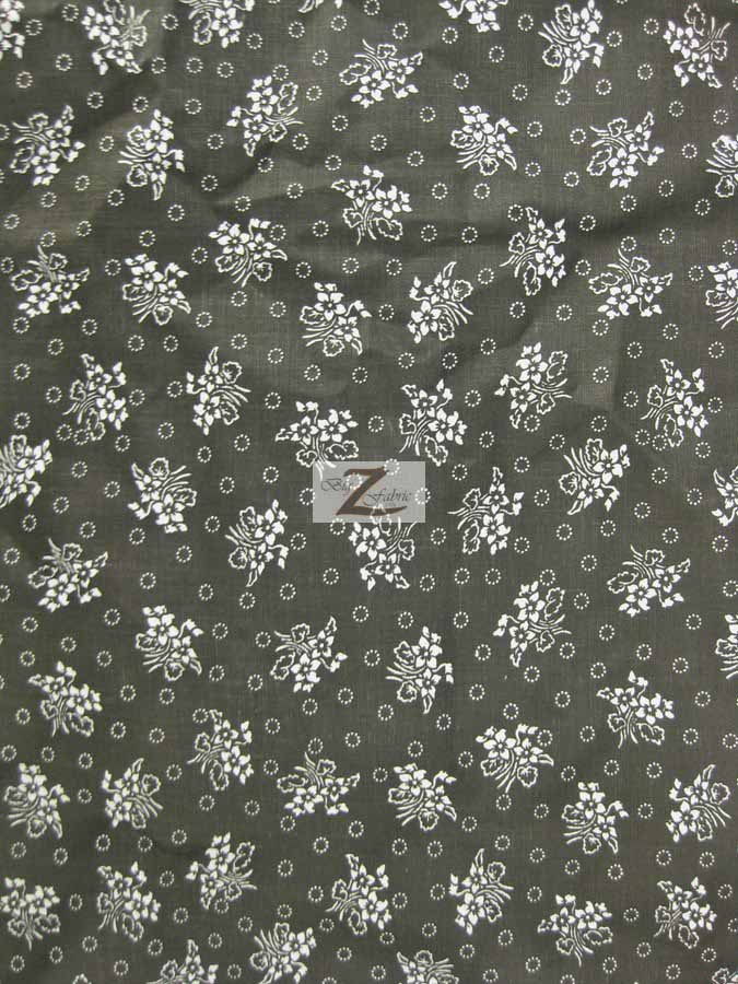Assorted Flower Print Poly Cotton Fabric / (Floral Bandana) Black / 50 Yard Bolt