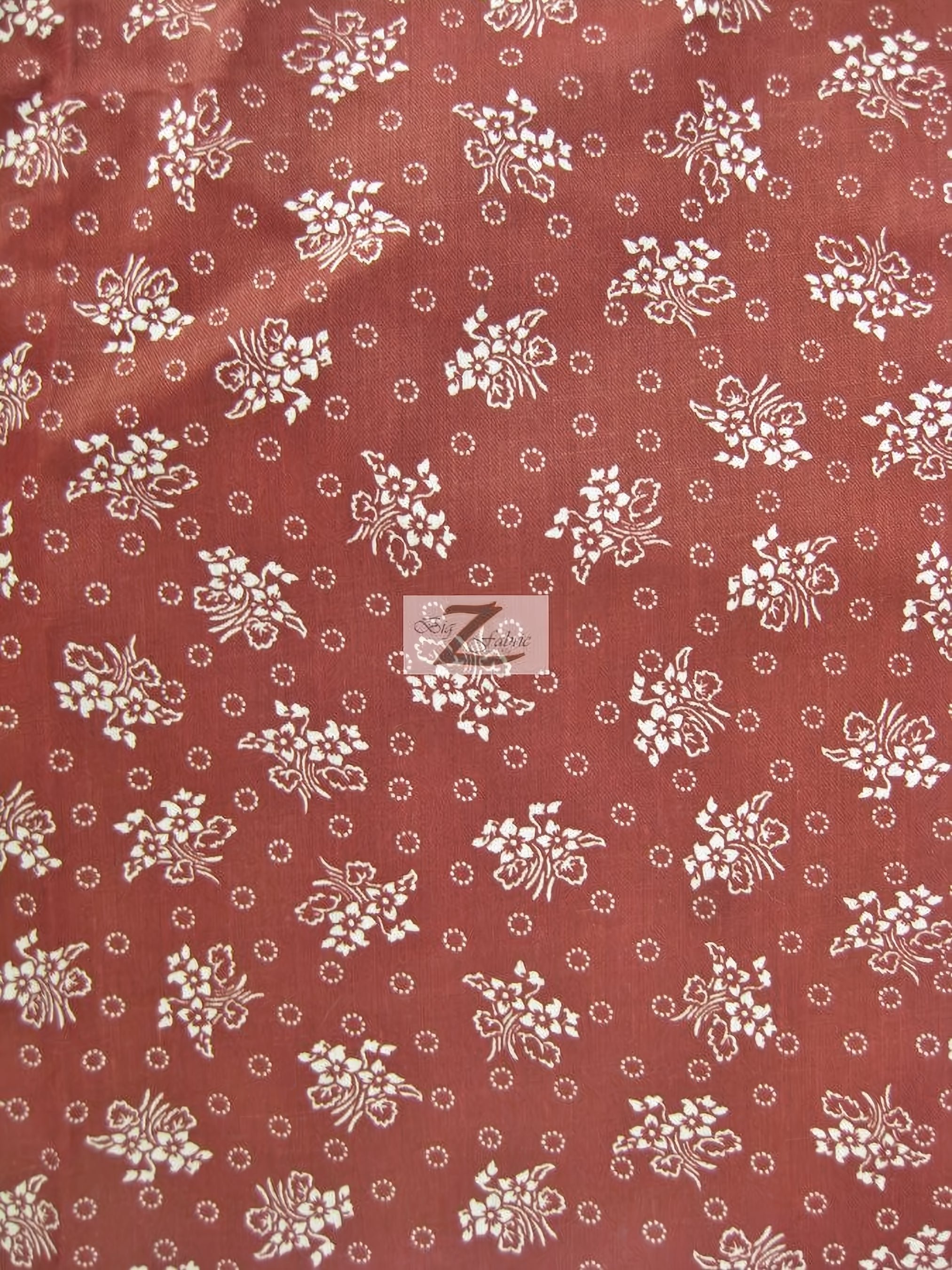 Assorted Flower Print Poly Cotton Fabric (Floral Bandana) Burgundy 50 ...