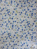 Assorted Flower Print Poly Cotton Fabric / (Mini Flower) Blue / 50 Yard Bolt-1