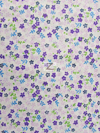 Assorted Flower Print Poly Cotton Fabric / (Mini Flower) Purple / 50 Yard Bolt