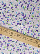 Assorted Flower Print Poly Cotton Fabric / (Mini Flower) Purple / 50 Yard Bolt-2