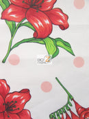 Assorted Flower Print Poly Cotton Fabric / (Polka Dot Bellflower) White / 50 Yard Bolt-1