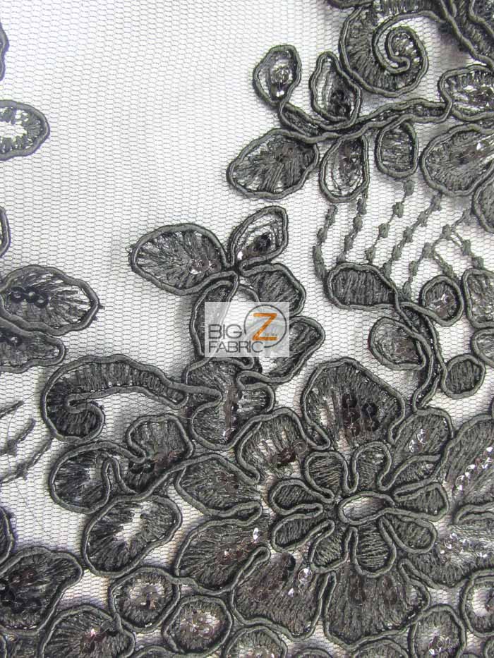 Anastasia Floral Sequins Lace Fabric / Black / Sold By The Yard