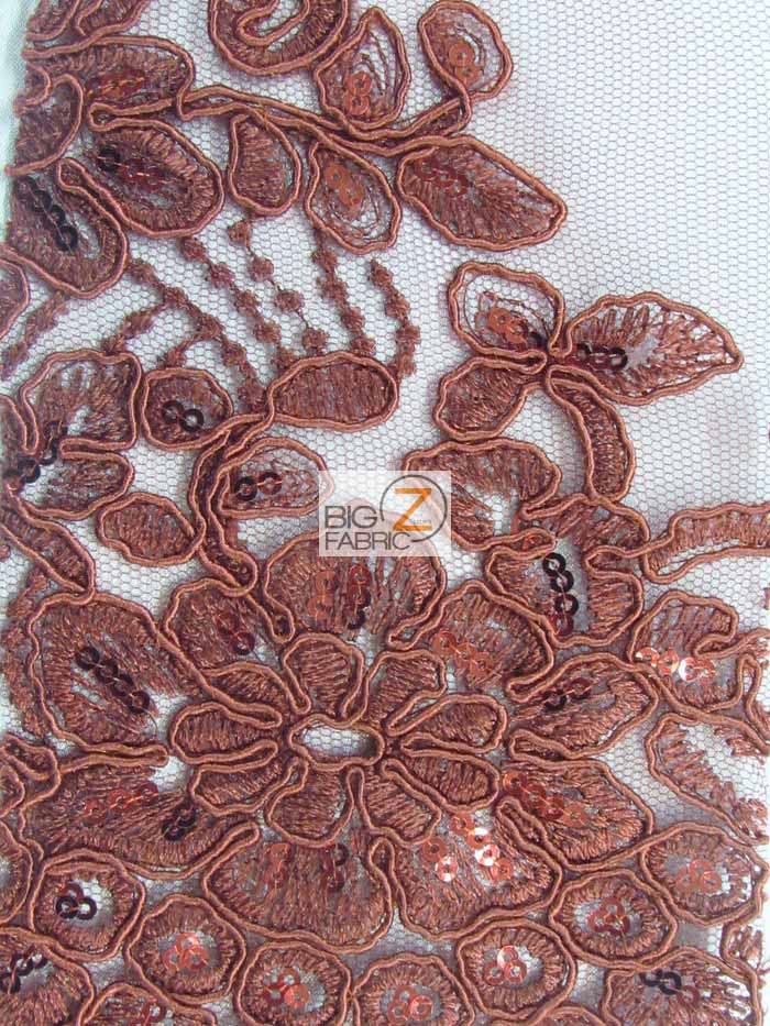 Anastasia Floral Sequins Lace Fabric / Burgundy / Sold By The Yard (SECOND QUALITY GOODS)