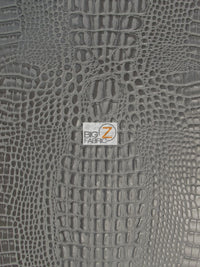 Crocodile Marine Vinyl Fabric - Auto/Boat - Upholstery Fabric / Charcoal / By The Roll - 30 Yards