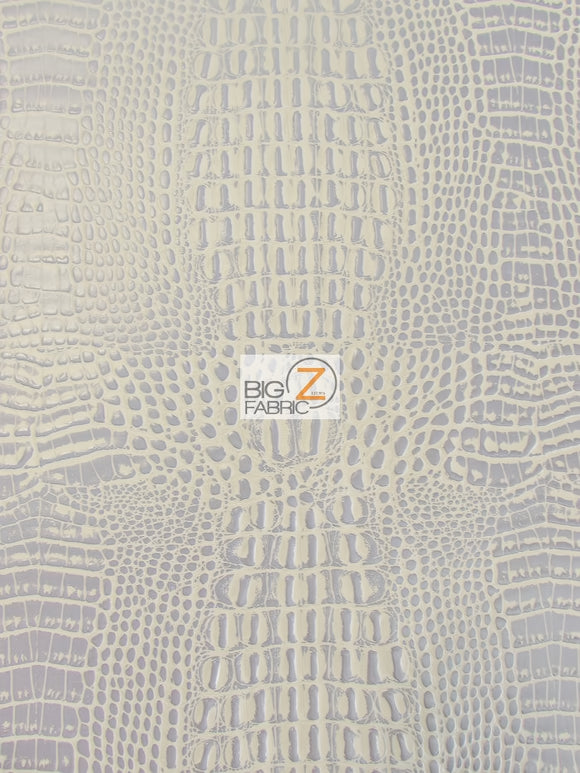 Crocodile Marine Vinyl Fabric - Auto/Boat - Upholstery Fabric / Cool Silver / By The Roll - 30 Yards