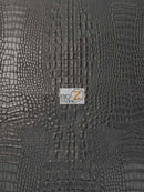 Crocodile Marine Vinyl Fabric - Auto/Boat - Upholstery Fabric / Death Black / By The Roll - 30 Yards-1