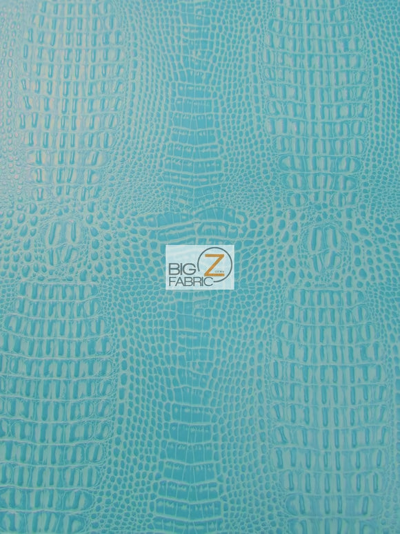 Crocodile Marine Vinyl Fabric - Auto/Boat - Upholstery Fabric / Fiji Turquoise / By The Roll - 30 Yards