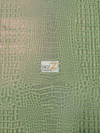 Venom Green Crocodile Marine Vinyl Fabric / Sold By The Yard