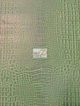 Crocodile Marine Vinyl Fabric - Auto/Boat - Upholstery Fabric / Venom Green / By The Roll - 30 Yards