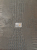 Crocodile Marine Vinyl Fabric - Auto/Boat - Upholstery Fabric / Wood Brown / By The Roll - 30 Yards-1