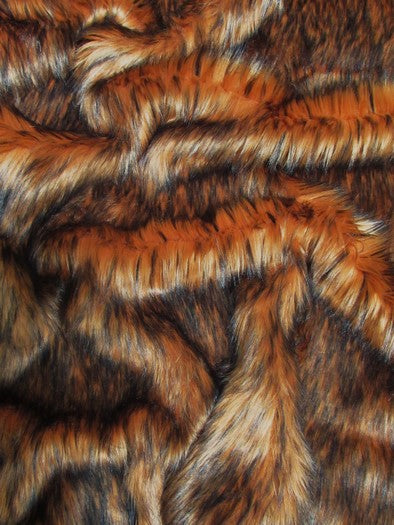 Amber Arctic Alaskan Husky Long Pile Faux Fur Fabric / Sold By The Yard