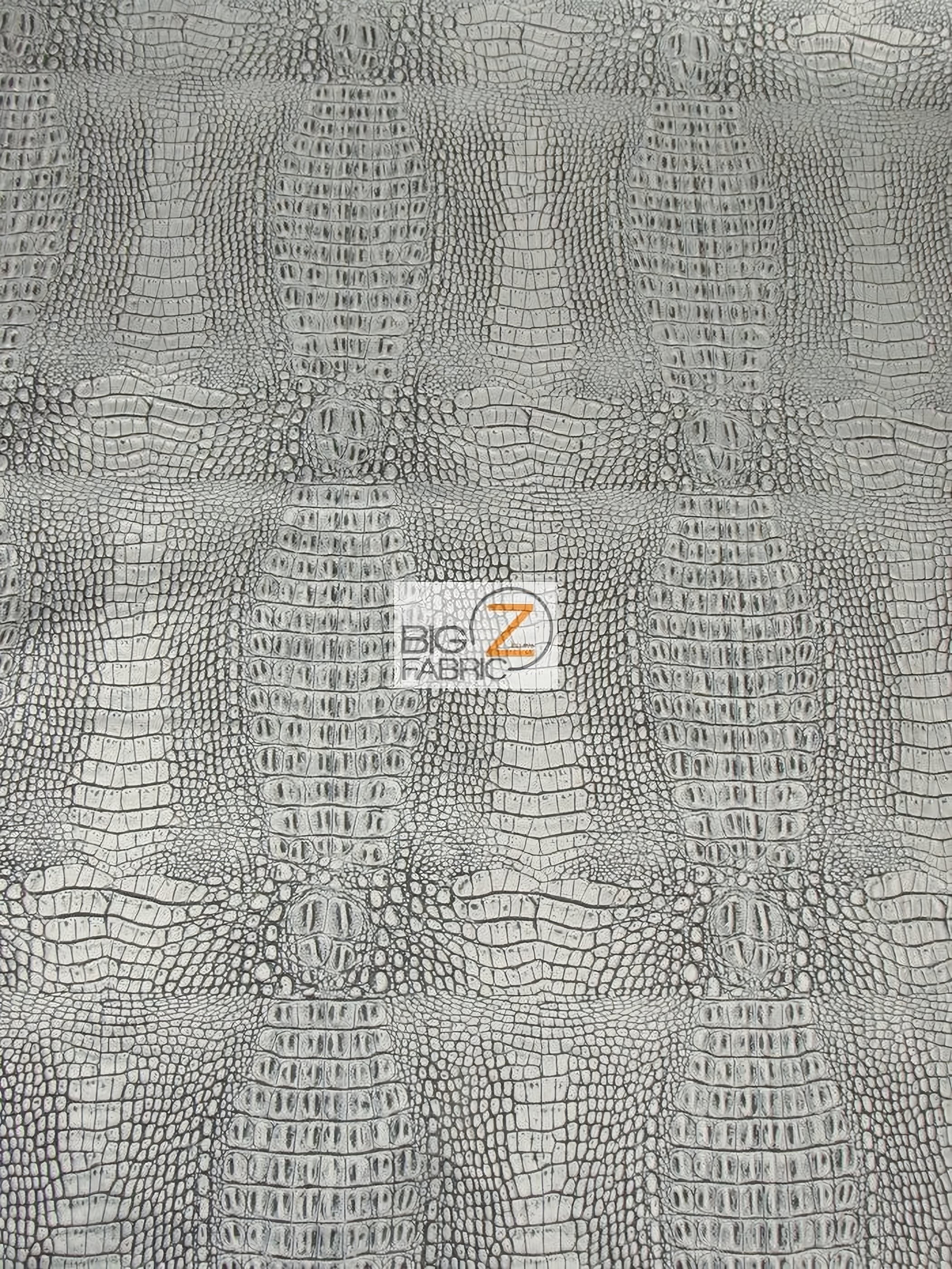 Silver/Black Undertone Alligator Embossed Vinyl Fabric