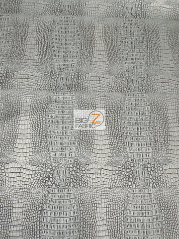 Silver/Black Undertone Alligator Embossed Vinyl Fabric