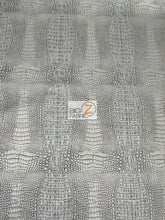 Alligator Embossed Vinyl Faux Leather/Pleather Fabric -30 Yard Roll- Silver/Black Undertone