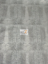 Alligator Embossed Vinyl Faux Leather/Pleather Fabric -30 Yard Roll- Silver/Black Undertone