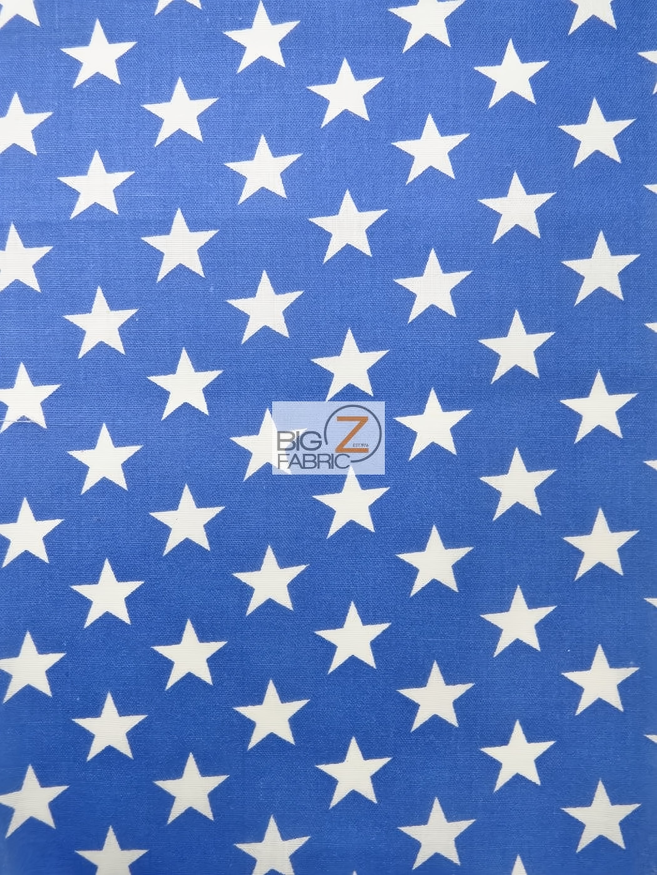 American Stars Poly Cotton Fabric / Blue/White Stars / Sold By The Yard