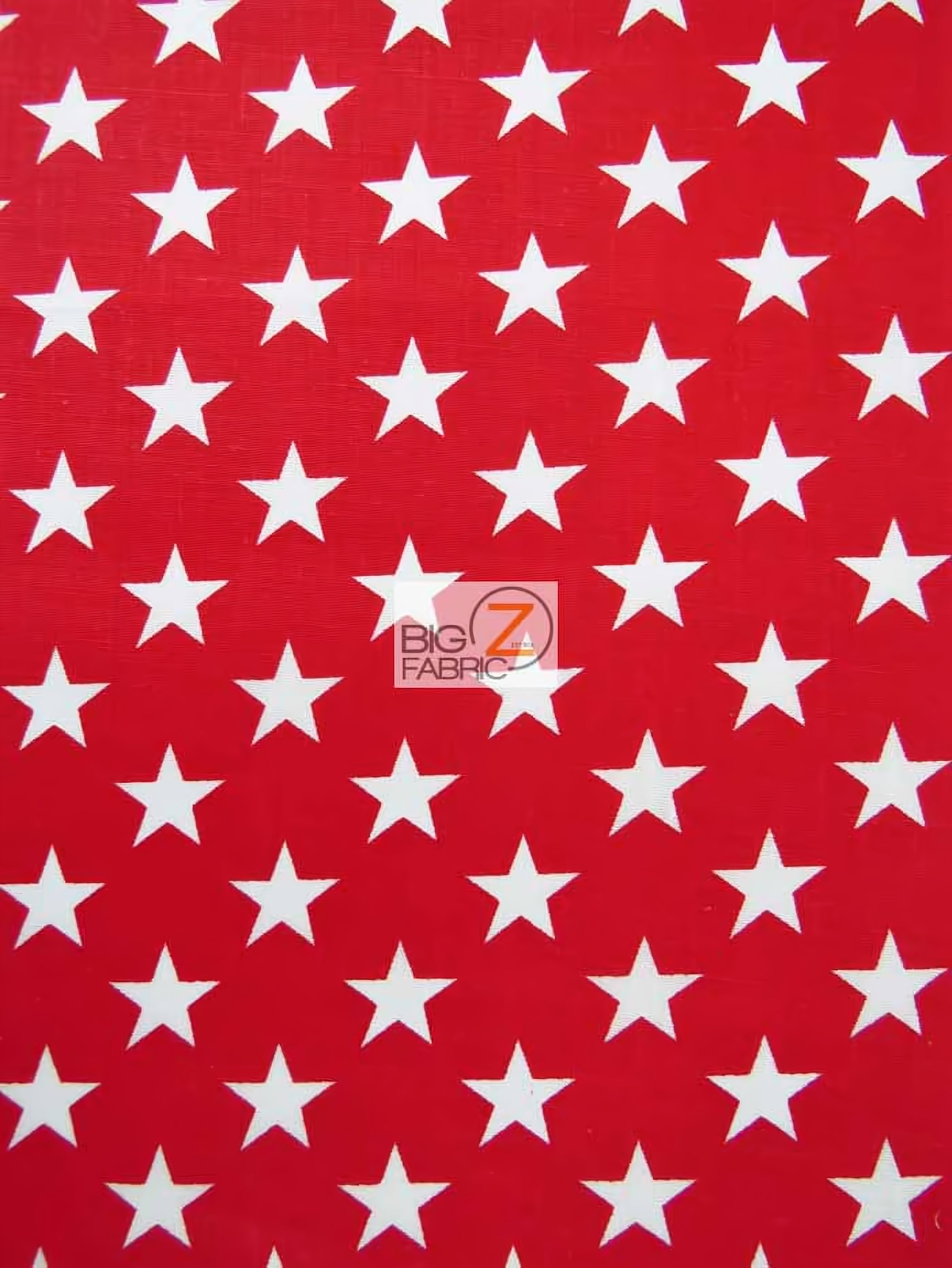 American Stars Poly Cotton Fabric / Red/White Stars / Sold By The Yard