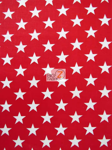 American Stars Poly Cotton Fabric / Red/White Stars / Sold By The Yard