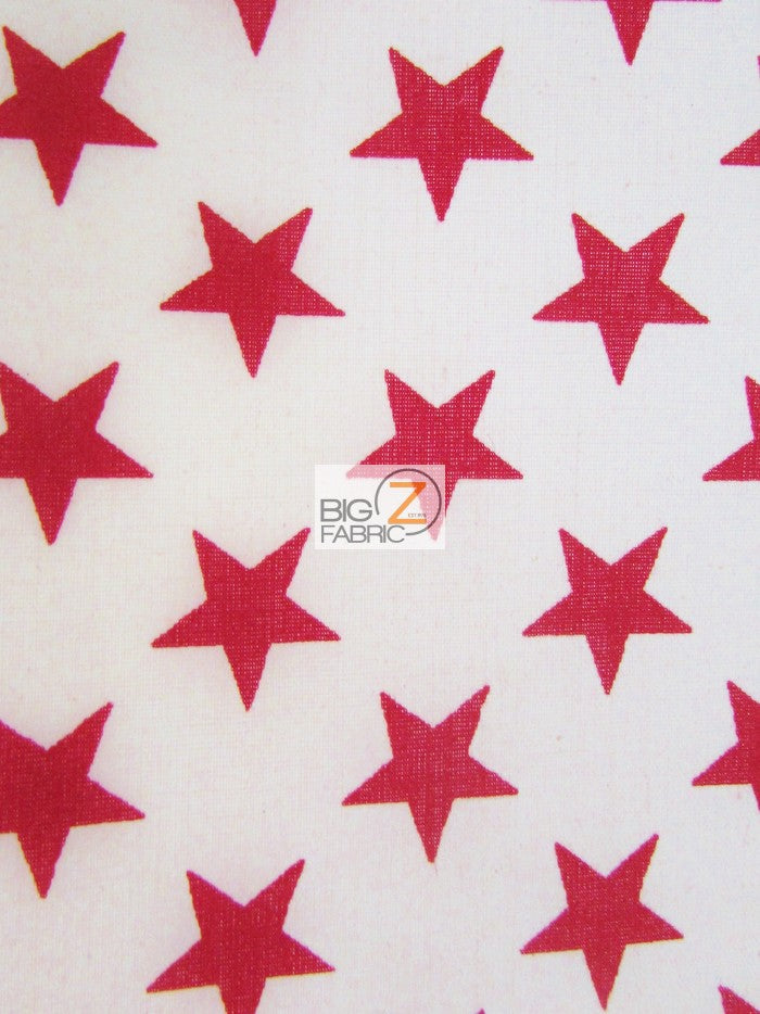 American Stars Poly Cotton Fabric / White/Red / 50 Yard Bolt