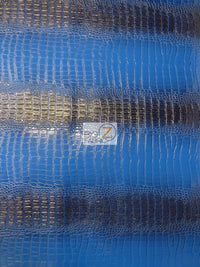 Big Nile Crocodile Faux Fake Leather Vinyl Fabric / Glossy Aquamarine Blue / By The Roll - 30 Yards
