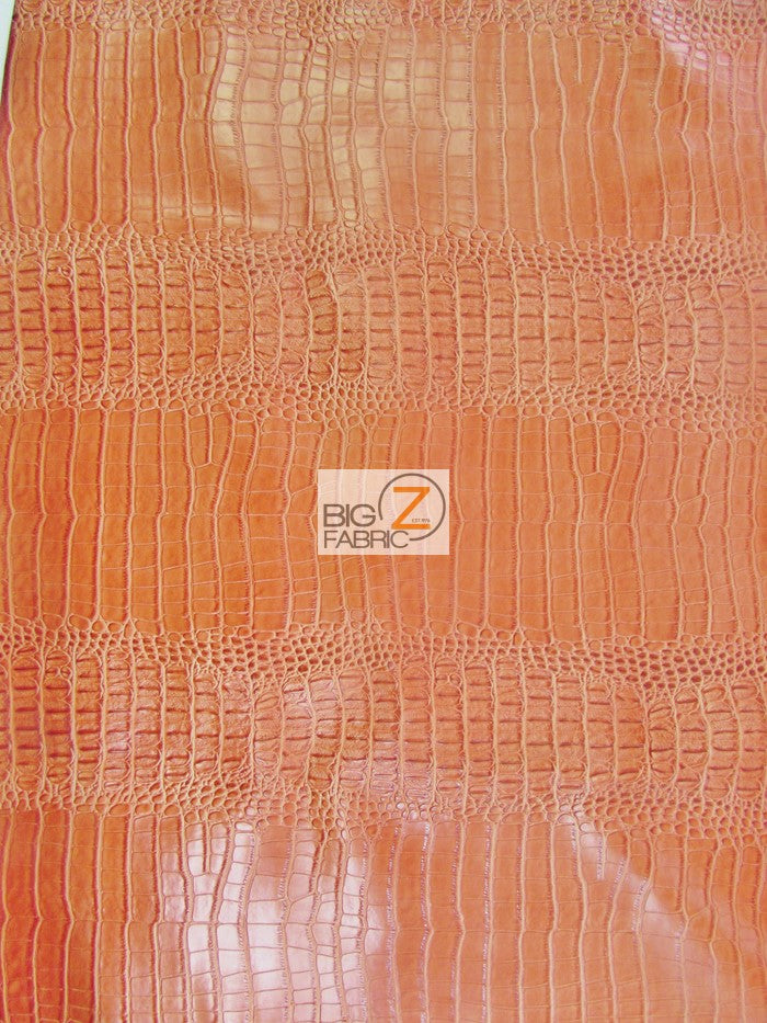 Crush Orange Big Nile Crocodile Vinyl Fabric / Sold By The Yard