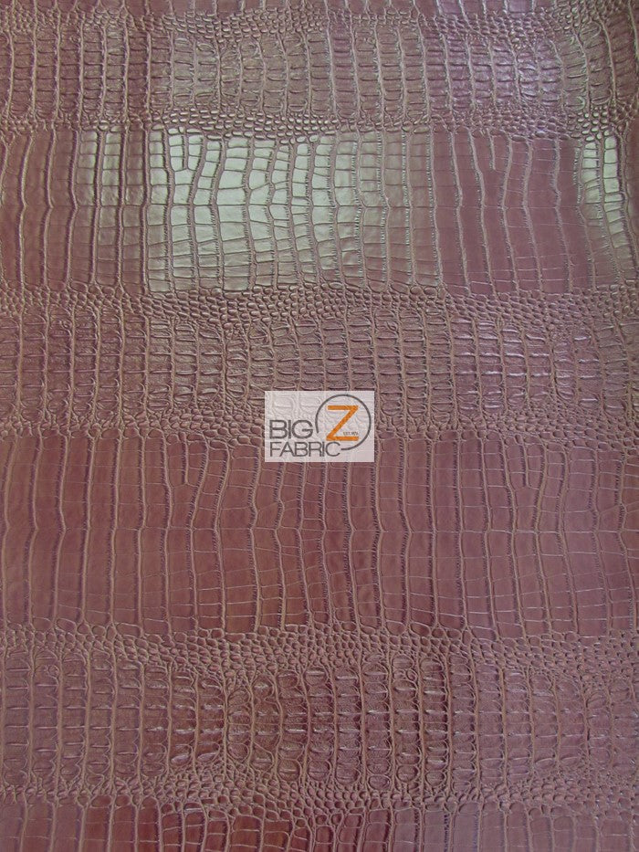 Big Nile Crocodile Faux Fake Leather Vinyl Fabric / Penny Brown / By The Roll - 30 Yards