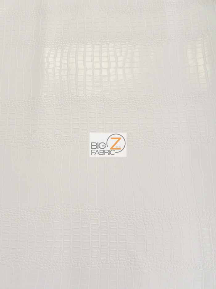 Big Nile Crocodile Faux Fake Leather Vinyl Fabric / Pearl White / By The Roll - 30 Yards