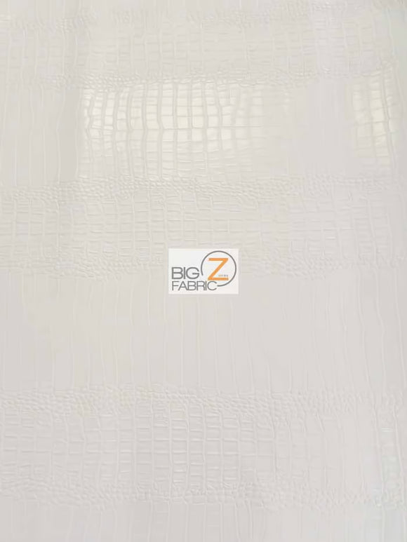 Big Nile Crocodile Faux Fake Leather Vinyl Fabric / Pearl White / By The Roll - 30 Yards