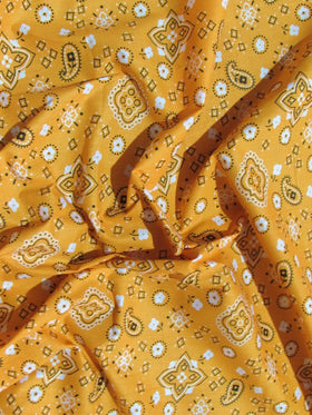 Poly Cotton Printed Fabric Paisley Bandana / Orange / Sold By The Yard - 0