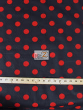 Poly Cotton Printed Fabric Big Polka Dots / Black/Red Dots / Sold By The Yard