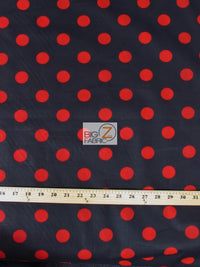 Poly Cotton Printed Fabric Big Polka Dots / Black/Red Dots / Sold By The Yard