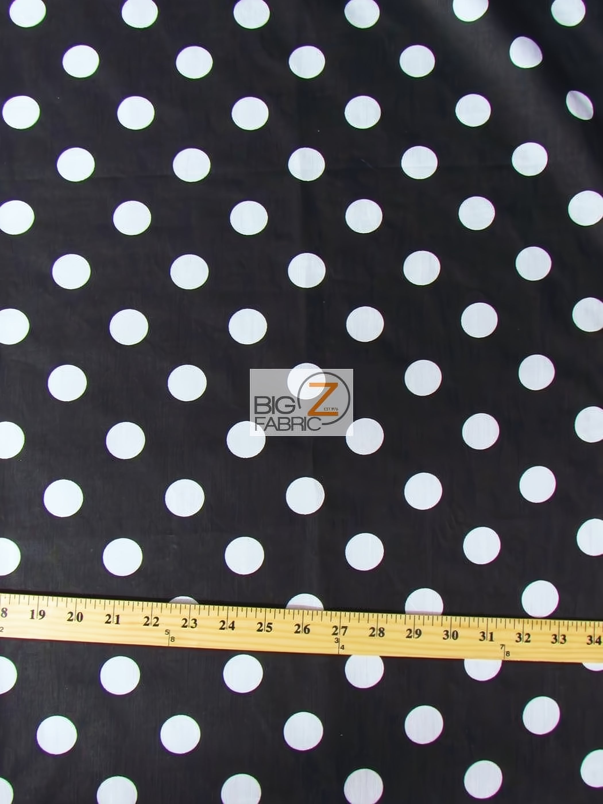 Poly Cotton Printed Fabric Big Polka Dots / Black/White Dots / Sold By The Yard