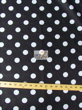 Poly Cotton Printed Fabric Big Polka Dots / Black/White Dots / Sold By The Yard