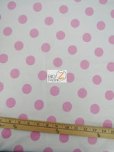 Poly Cotton Printed Fabric Big Polka Dots / White/Light Pink Dots / Sold By The Yard