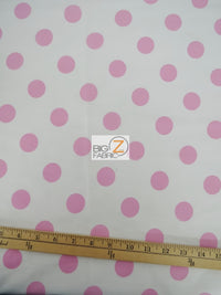 Poly Cotton Printed Fabric Big Polka Dots / White/Light Pink Dots / Sold By The Yard