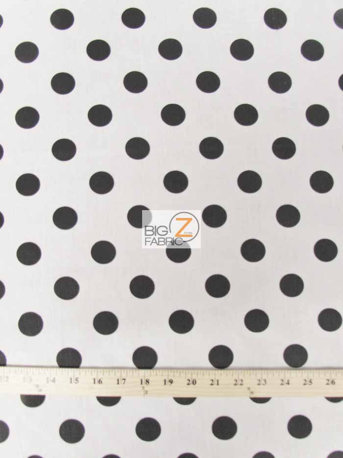 Poly Cotton Printed Fabric Big Polka Dots / White/Black Dots / Sold By The Yard