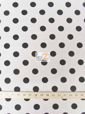 Poly Cotton Printed Fabric Big Polka Dots / White/Black Dots / Sold By The Yard