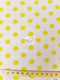 Poly Cotton Printed Fabric Big Polka Dots / White/Yellow Dots / Sold By The Yard
