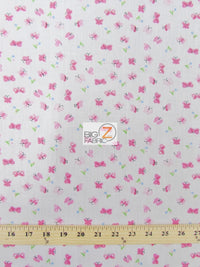Poly Cotton Printed Fabric Butterfly / Pink / Sold By The Yard