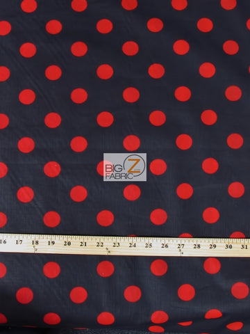 Poly Cotton Printed Fabric Big Polka Dots / Black/Red Dots / 50 Yard Bolt