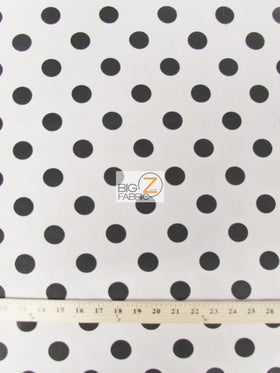 Poly Cotton Printed Fabric Big Polka Dots / White/Black Dots / 50 Yard Bolt