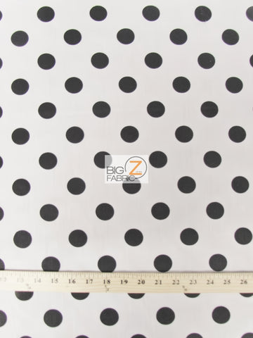 Poly Cotton Printed Fabric Big Polka Dots / White/Black Dots / 50 Yard Bolt